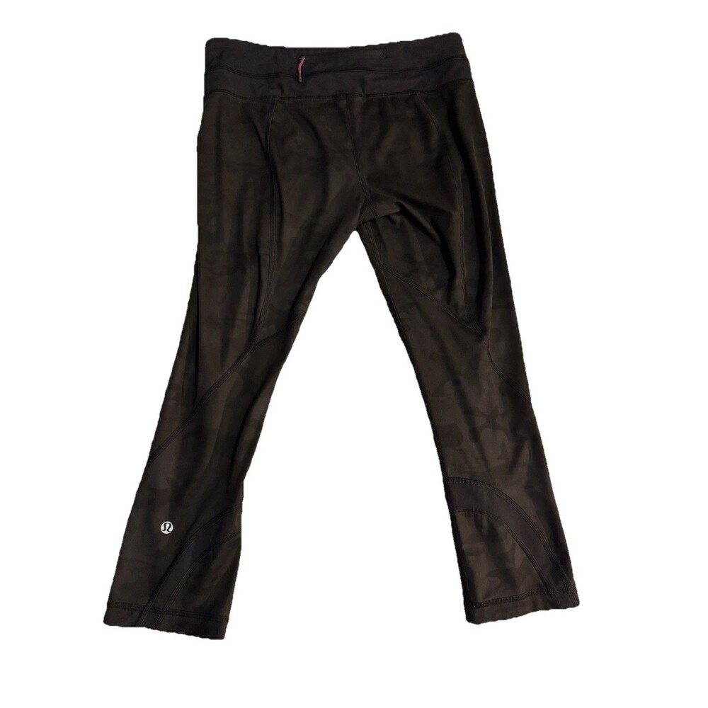 Lululemon Inspire Crop II Leggings Sz 6 Black Camo Running Yoga Pant